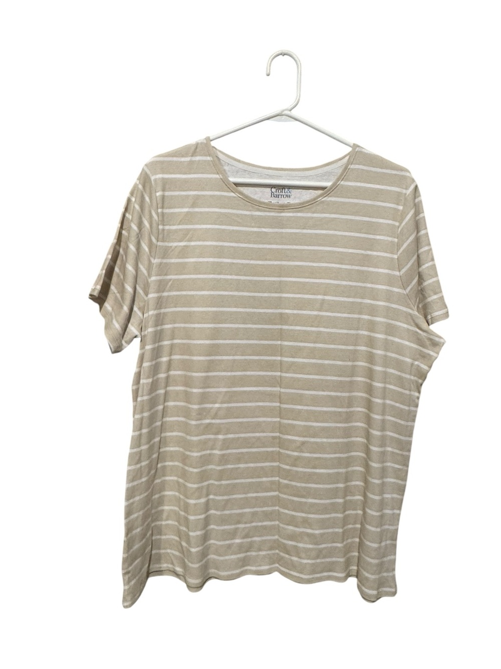 croft & barrow Beige and White Striped Short Sleeve Tee
